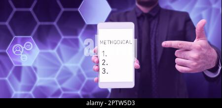 Textüberschrift zur Darstellung des Methodensystems des Geschäftskonzepts, das in einer Studie oder einer Aktivität verwendet wird Stockfoto