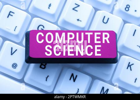 Konzeptionelle Bildunterschrift Informatik, Wort geschrieben über das Studium von Computer-Hardware und Software-Design Stockfoto