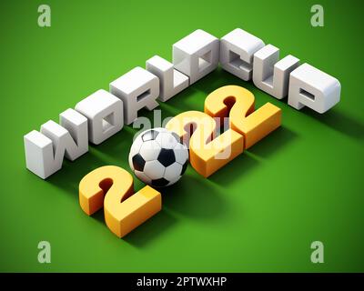 Konzept des globalen Fußballturniers 2022. 3D Abbildung. Stockfoto