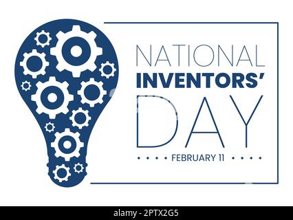 National Inventors Day am 11. Februar feiert Genius Innovation an Honor Creator of Science in Flat Cartoon Hand Drawn Template Illustration Stockfoto