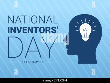 National Inventors Day am 11. Februar feiert Genius Innovation an Honor Creator of Science in Flat Cartoon Hand Drawn Template Illustration Stockfoto