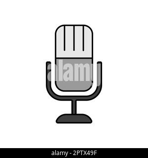 Farbvektor-Graustufensymbol für das Retro-Mikrofon. Grafiksymbol für Musik und Sound Website und Apps Design, Logo, App, UI Stockfoto
