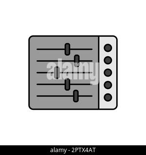 Symbol für Graustufen des Farbvektors der Mischkonsole. Grafiksymbol für Musik und Sound Website und Apps Design, Logo, App, UI Stockfoto