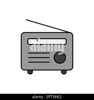 Farbvektor-Graustufensymbol des Retro-Funkgeräts. Grafiksymbol für Musik und Sound Website und Apps Design, Logo, App, UI Stockfoto