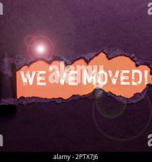 Konzeptionelle Darstellung We'Ve Umzug, Geschäftsansatz wird von einem anderen Ort im selben oder einem anderen Land leben Stockfoto