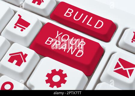 Schreiben Anzeige Text Build Your Brand, Konzept Bedeutung Machen Sie eine kommerzielle Identität Marketing-Werbung Stockfoto
