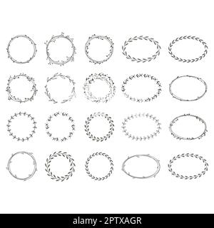 Kranzset mit Blattblumen Stock Vektor