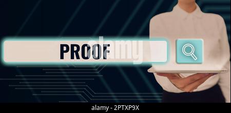 Inspiration, die Beweise für Zeichen, Beweise für Geschäftsidee oder Argumente zur Feststellung von Tatsachen oder Wahrheit der Aussage zeigt Stockfoto