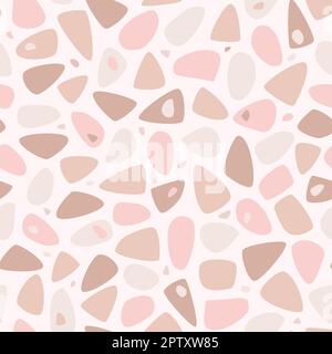 Nahtloses Terrazzo-Vektormuster. Granitmosaik, Marmor, Steine, Stein, pastellfarbener Hintergrund. Stock Vektor