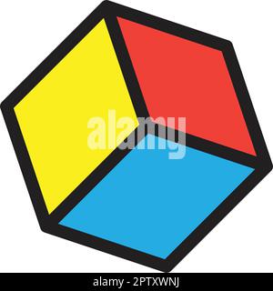 Würfelsymbol, Illustration für quaderförmige Vektorelemente Stock Vektor