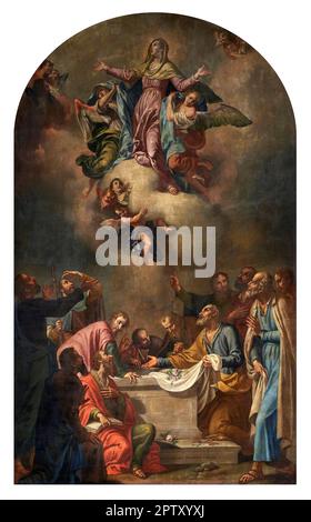 Assunzione della Vergine - olio su tela - Angelo Orelli - 1808 - Gazzaniga (BG) chiesa di S. Maria Assunta Stockfoto