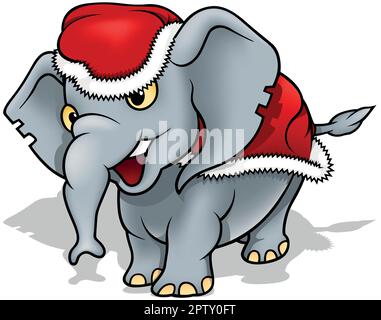 Niedlicher Elefant im Weihnachtsmann Kostüm Stock Vektor