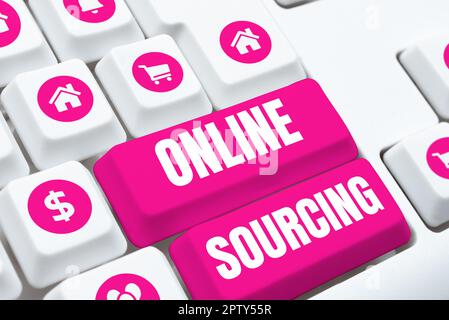 Textunterschrift Präsentation Online Sourcing, Business Showcase Kauf von Waren und Dienstleistungen wird über das Internet vermittelt Stockfoto