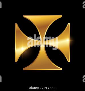 Goldenes Maltesisches Kreuz-Logo Stock Vektor