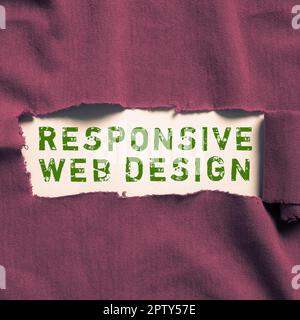 Inspiration: Sign Responsive Web Design, Business Approach Webseitenerstellung, die flexible Layouts nutzt Stockfoto