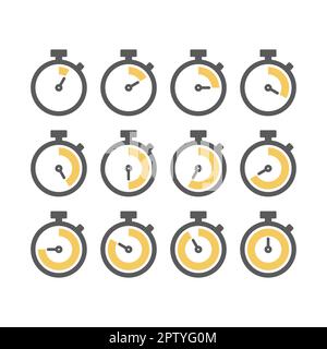 Timer oder Stoppuhr mit eingestelltem Symbol für Minutenanzeige Stock Vektor