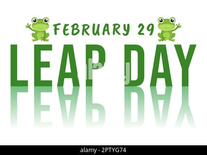 Happy Leap Day am 29. Februar mit der Illustration „Cute Frog in Flat Style Cartoon Hand Drawn Background Templates“ Stockfoto