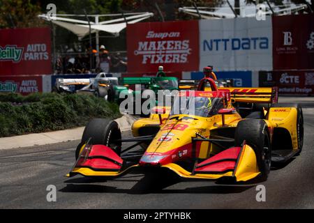Long Beach, Kalifornien. 16. April 2023. ROMAIN GROSJEAN (28) aus Genf, Schweiz, fährt während des Acura Grand Prix von Long Beach in Long Beach, Kalifornien, USA auf der Rennstrecke. Kredit: csm/Alamy Live News Stockfoto