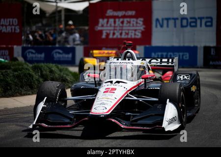 Long Beach, Kalifornien. 16. April 2023. JOSEF NEWGARDEN (2) aus Nashville, Tennessee, fährt während des Acura Grand Prix von Long Beach in Long Beach, CA, USA auf der Rennstrecke. Kredit: csm/Alamy Live News Stockfoto