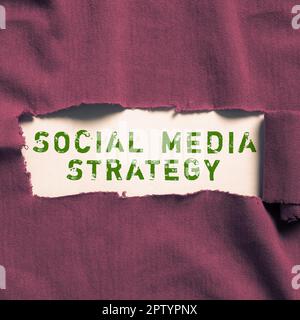 Textunterschrift Präsentation der Social-Media-Strategie, Konzept bedeutet „Plan to do“ und „hofft auf Erfolg mit Social Media“ Stockfoto