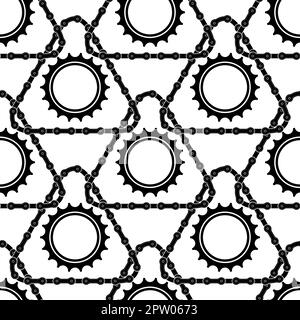 Verschiedene Fahrradketten Rahmen Nahtloses Muster isoliert auf weißem Hintergrund. Stock Vektor