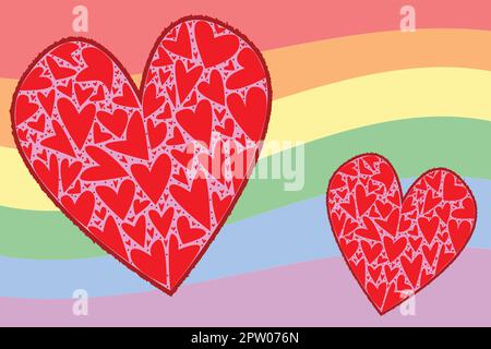 Zwei LGBT Rainbow Love Hearts Stock Vektor