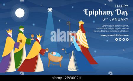 Happy Epiphany Day Video Channel Flat Cartoon Handgezeichnete Vorlagen Illustration Stock Vektor