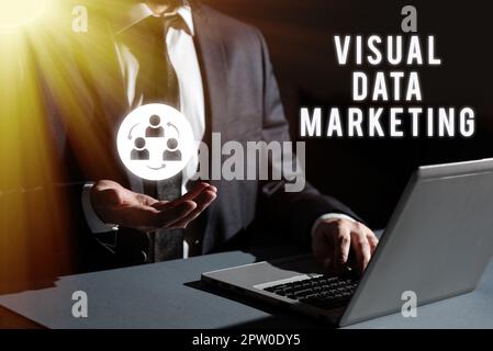 Schreiben Anzeigen von Text Visual Data Marketing, Konzept bedeutet, Bilder zu verwenden, um Informationen in visuellem Format zu vermitteln Stockfoto