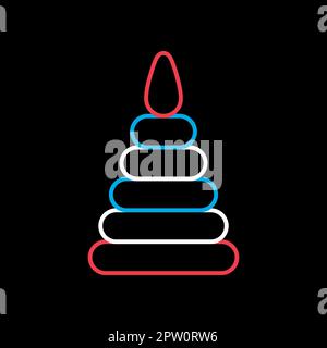 Pyramidenvektor auf schwarzem Hintergrund isoliert Stock Vektor