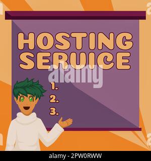 Schild mit Hosting Service, Business Concept bietet Services für die Website, die im Internet zu sehen sind Stockfoto