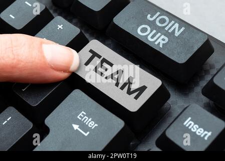 Schreiben Text anzeigen Werden Sie Teil unseres Teams, Business Approach Allied Associate Arbeiten Sie mit uns Neue Mitarbeiter eingestellt enlist Stockfoto