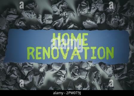 Schild mit Hausrenovierung, Word für Renovierungs- oder Ergänzungsprozesse an einem ist zu Hause Stockfoto
