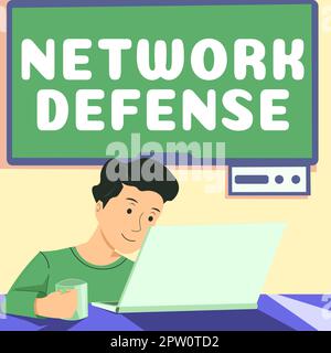 Handschriftlicher Text Network Defense, Business Overview bietet Schutz und Schutz von Informationen vor Unterbrechungen Stockfoto