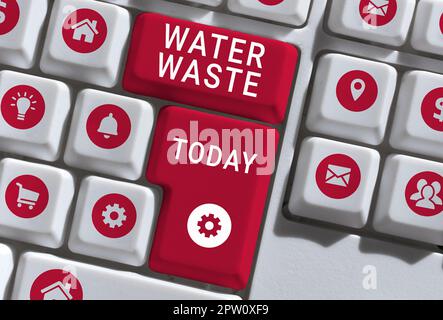 Handschriftlicher Text Wasserabfall, Wort auf Flüssigkeit geschrieben, die als Teil eines industriellen Prozesses verwendet wurde Stockfoto