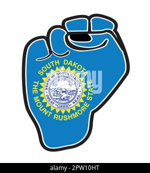 South Dakota State Flag Power Fist Stock Vektor