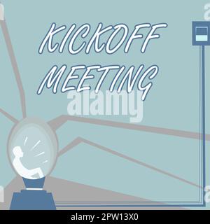 Schreiben mit Text Kickoff Meeting, Internet Concept Special Discussion on the legalities involved in the project Stockfoto