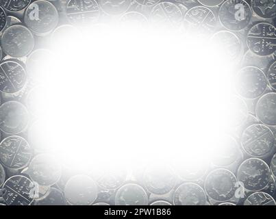 Eine Sammlung von Britischen fünf Cent Münzen als Hintergrund mit Kopie Raum Stockfoto