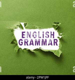 Textunterschrift Präsentation der englischen Grammatik, Kurse zum Business Approach decken alle Ebenen des Sprech- und Schreibens in englisch ab Stockfoto