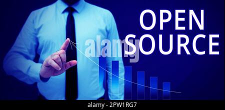Konzeptionelle Beschriftung Open Source, Word, das auf Software geschrieben ist, die frei verfügbaren Originalquellcode aufweist Stockfoto