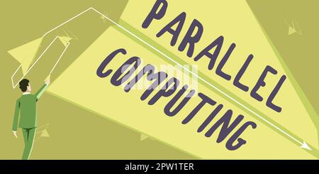 Handgeschriebenes Schild Parallel Computing, Internetkonzept Simultanberechnung mittels Software und Hardware Stockfoto