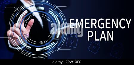 Inspiration mit Unterschrift Notfallplan, Geschäftskonzept Verfahren für die Reaktion auf größere Notfälle vorbereitet sein Stockfoto