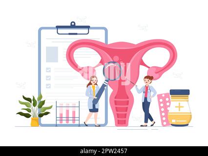 Fertilitätsklinik für Unfruchtbarkeitsbehandlung bei Paaren und bearbeitet in-vitro-Fertilisationsprogramme in flachen Cartoon Handgezeichnete Vorlagen Illustration Stockfoto