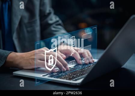 Benutzerauthentifizierung Cybersicherheit Informationssicherheit und -Verschlüsselung, Technologie personenbezogene Daten online.computer System Firewall und Internetsicherheit Stockfoto