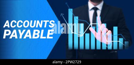 Unterschrift, die die Kreditorenbuchhaltung, Geschäftsübersicht, zeigt, dass ein Unternehmen seinen Lieferanten Geld als Verbindlichkeit schuldet Stockfoto