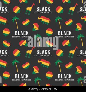 Black History Month Nahtloses Muster eines afroamerikanischen Feiertags in einer handgezeichneten Cartoon-Flachdesign-Illustration Stock Vektor