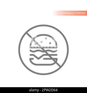 Kein Vektorsymbol für Junk-Food-Linie Stock Vektor