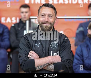 Blackpool, Großbritannien. 28. April 2023. Stephen Dobbie Interim Head Coach von Blackpool während des Sky Bet Championship-Spiels Blackpool gegen Millwall in Bloomfield Road, Blackpool, Großbritannien, 28. April 2023 (Foto von Mark Cosgrove/News Images) in Blackpool, Großbritannien, am 4./28. April 2023. (Foto: Mark Cosgrove/News Images/Sipa USA) Guthaben: SIPA USA/Alamy Live News Stockfoto