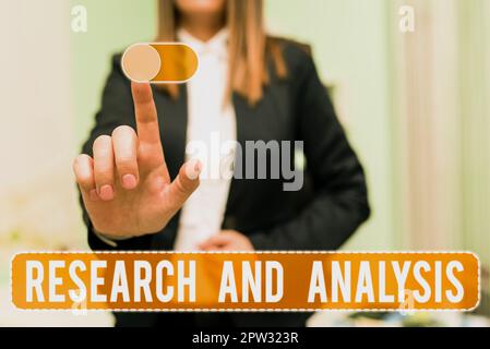 Text, der Inspiration Research and Analysis, Business Approach Strategic Thinking and Decision Making Existing and New zeigt Stockfoto