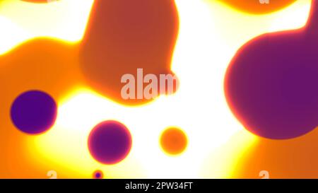 Violette dichte milde Flüssigkeit im Raum des goldorangefarbenen Bokeh Licht - Abstract 3D Illustration Stockfoto