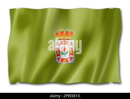 Flagge der Provinz Granada, Spanien winkende Bannersammlung. 3D-Illustration Stockfoto